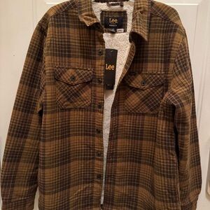 Lee Men's Tan and Black Checkered Shirt